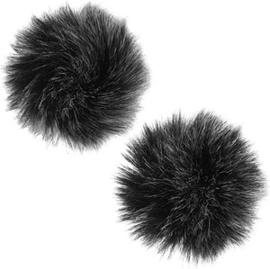 Outdoor Microphone Furry Windscreen Muff for Most Lavalier 2 Pack, black  - Picture 1 of 4
