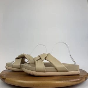 Neu Pure Donna Karan Berke beige Damen-Ledersandalen kreuz und quer Größe 7 M - Bild 1 von 8