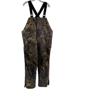 Redhead Mossy Oak Camo Hunting Quilt Lined Bib Pants Brown/Green Good Condition - Picture 1 of 7