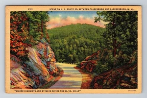 Clarksburg WV-West Virginia, Szene auf US Route 50 Vintage Souvenir Postkarte - Bild 1 von 2