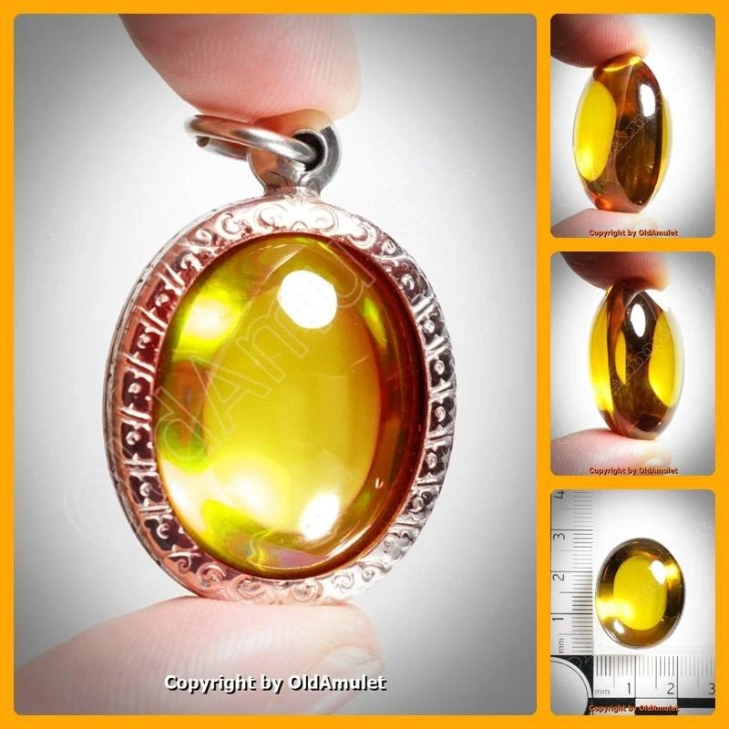 黄色椭圆形纳加眼 + Pandents 泰国圣护身符宝石 100% 真品 M 码 — 第 1/4 张图片