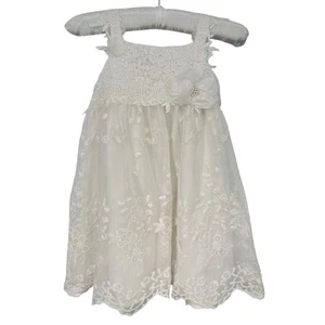 Bonnie Jean Girls Girls Size 2 White A-line Lace Dress Bow Floral - Picture 1 of 11