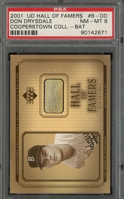 2001 UD Hall of Famers Cooperstown Don Drysdale Dodgers HOF Taco Usado em Jogo PSA 8 - Imagem 1 de 2