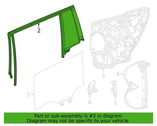 Mopar 68375959AD 玻璃门玻璃运行带玻璃 2022 - 2024 Mopar — 第 1/1 张图片