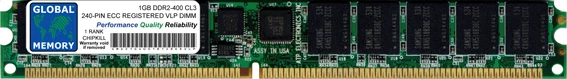 1GB DDR2 400MHz PC2-3200 240-PIN ECC REGISTERED VLP RDIMM SERVER/WORKSTATION RAM - Image 1 of 1