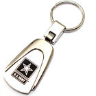 Premium USA Army Logo Metal Chrome Tear Drop Key Chain Ring Fob