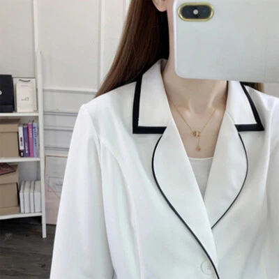 New Women Nurse Female Doctor White Dress Beautician Lab Coat Work Clothes (B) - Image 1 of 4