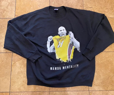 Kobe Bryant MAMBA MENTALITY Los Angeles Lakers Screen Printed Sweatshirt- Mens L Cover