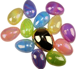 12 Plastic Surprise Eggs & 1 Large Gold Egg - Fill With Easter Hunt Chocolate - Picture 1 of 1