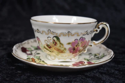 Zsolnay Hungary Demitasse Cup & Saucer Set Hand-Painted (B18) - image 1 of 4