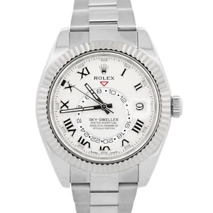 PAPERS Rolex Sky-Dweller IVORY ROMAN 18K White Gold Fluted 42mm 326939 BOX - Picture 1 of 9