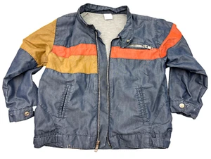 Denim Jacket Colorblock Stripe Baby GAP 4xl 4 Years Size Full Zip w Pockets Boys - Picture 1 of 16