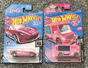 Hot Wheels Barbie '14 Corvette Stingray 2018 & Barbie Dream Camper RV 2021 1/64