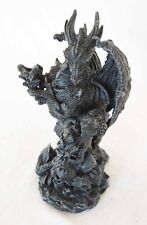 Dekofigur Drachenfigur Drache auf Schädel Gothic Fantasy Figur Höhe 24cm 3042