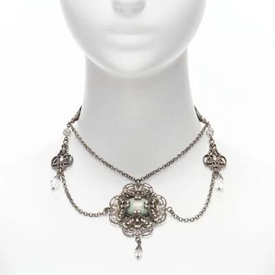DOLCE GABBANA distressed baroque opal rhinestone crystal chandelier necklace - Image 1 of 4