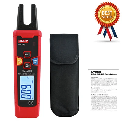 UNI-T UT256 60A AC/DC Fork Meter / True RMS Digital Clamp Ammeter - Image 1 of 4
