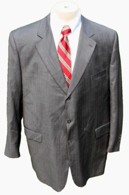 Jack Victor 54L 46x30 Gray Lanza CT Wool 5% Cashmere Men's 3 Button Suit Pleated - Image 1 of 4