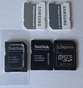 Micro SD Memory Card Adapters for SDHC SDXC Multi Brands LOT of 5 New & Used - Picture 1 of 2