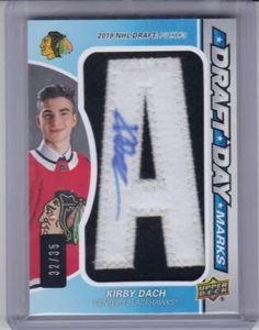 Kirby Dach 2019-20 cubierta superior sp juego usado draft day marks auto rc #32/35 - Imagen 1 de 2