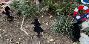 Alice in Wonderland Yard Silhouette Garden Stake Outdoor Metal Max Hatter Rabbit - Picture 1 of 4