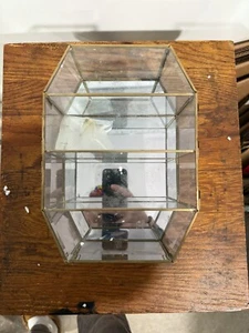 Espositore specchio Colonia profumo curio credenza ottone e vetro vintage nuovo - Foto 1 di 2