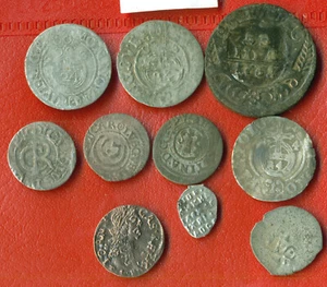 Poland Lithuania Russia Riga Golden Horda ca 1634 LOT of 10 coins 531 - Picture 1 of 2