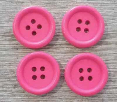 colors pastel wood sewing buttons 4 holes bright pink 3/4 inch 20mm - Image 1 of 2