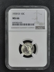 1939 D - Mercury Dime - NGC MS66 - Picture 1 of 4