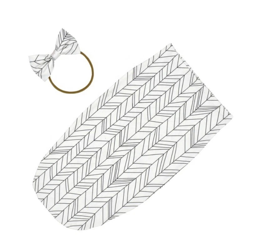 Newborn Soft Cotton Swaddle White and Black Print Wrap - Image 1 of 1
