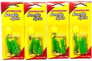 4 PAQUETES Johnson Beetle Spin 1/16oz verde gráfico brillo con hoja Chartreuse 3ct - Imagen 1 de 23
