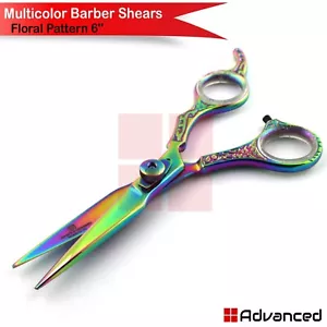 Barber Salon Hair Cutting Scissors Rainbow Floral Style Barber Shears - Picture 1 of 5