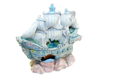 Decoração de naufrágio de aquário afundado 6"x 6" x 2.5" barco decoração caverna navio antigo - Imagem 1 de 4