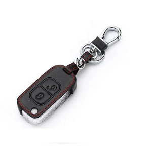 2 Button Remote Fob Bag Holder Leather Car Key Cover Case Fits Mercedes Benz SLK - Bild 1 von 4