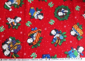 VINTAGE JOAN KESSLER FOR CONCORD FABRICS DOGS WITH PRESENTS 4 YDS X 44" BTY - Picture 1 of 3