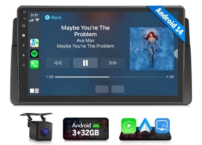 E46X7 Android 14 Car Stereo Radio Sat Nav WiFi CarPlay Audio BMW 3 Series E46 M3 - Image 1 of 4