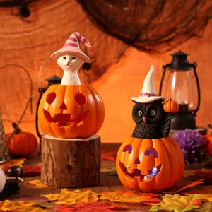 Pumpkin Cat and Owl ,Home Decor , Autumn,  2 pieces - Picture 1 of 6