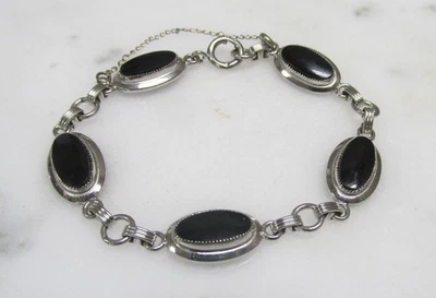 Brazalete de eslabones de ónix negro relleno de oro blanco de 12K ~ 7-1/4" ~ 12,4 gramos ~ 13-G958 Foto 1 de 4