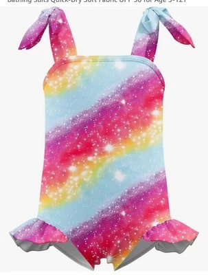 Traje de baño para niñas de una pieza arco iris niños traje de baño para niños pequeños traje de baño UPF 50 Foto 1 de 4