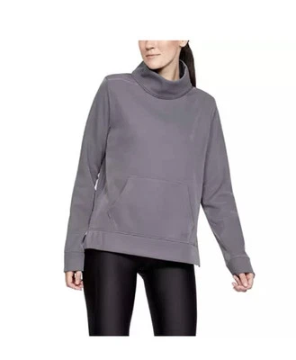New Under Armour Women's Synthetic Fleece Mock Mirage Sweatshirt Size S Grey Col - Image 1 of 4