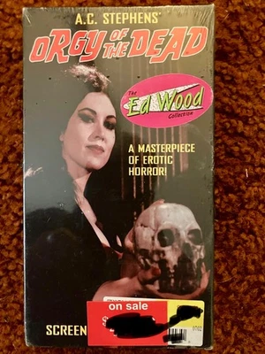 FACTORY SEALED-Orgy of the Dead-A.C. Stevens-Ed Wood-CRISWELL-GHOULITA-RHINO VHS - Image 1 of 3