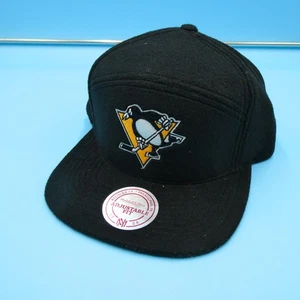 Mitchell & Ness Pittsburgh Penguins Hat Mens 5 Panel Fleece Y2K Vintage Black - Picture 1 of 9