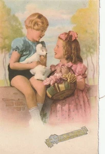 Weißer Bär Plüsch antike Postkarte Sammlerstück, gebraucht, 5,5 x 3,5 Zoll ddk - Bild 1 von 2