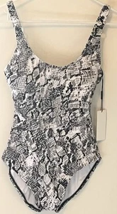 Calvin Klein One Piece Swimsuit Women Size 8 Gray Print Bran New - Picture 1 of 13