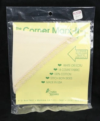 NIP Creative Keepsakes Aida 18 Count Ecru Bookmark Corner CrossStitch Both Sides - Image 1 of 4
