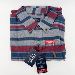 Chaps Mens XL Performance Flannel Long Sleeve Button Shirt Dark Denim Gift NWT - Picture 1 of 15
