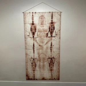 SÁBANA DE TURÍN TAMAÑO COMPLETO 3’x6’ JESUCRISTO TELA FUNERARIA LONA LISTA PARA COLGAR - Imagen 1 de 5