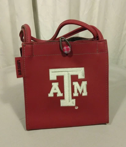 Texas A&M Purse Aggies - Alan Stuart Bag - Maroon w/ White/Silver Embroidery Cover