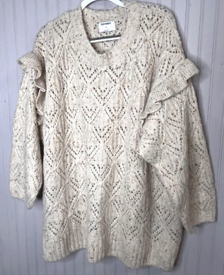 Suéter Old Navy para Mujer 4X Tweed Marfil Grueso Tejido Abierto Preppy Tweed Lujo NUEVO Foto 1 de 4