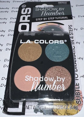 L.A. Colors Shadow By Number Eyeshadow Quad CBES537 * EXTRA CREDIT * Green Golds - Image 1 of 4