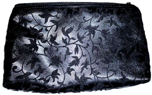 Damen Geldbörse RGA Pakete schwarz geprägt Blumenmuster durchgehender Reißverschluss Clutch - Bild 1 von 4